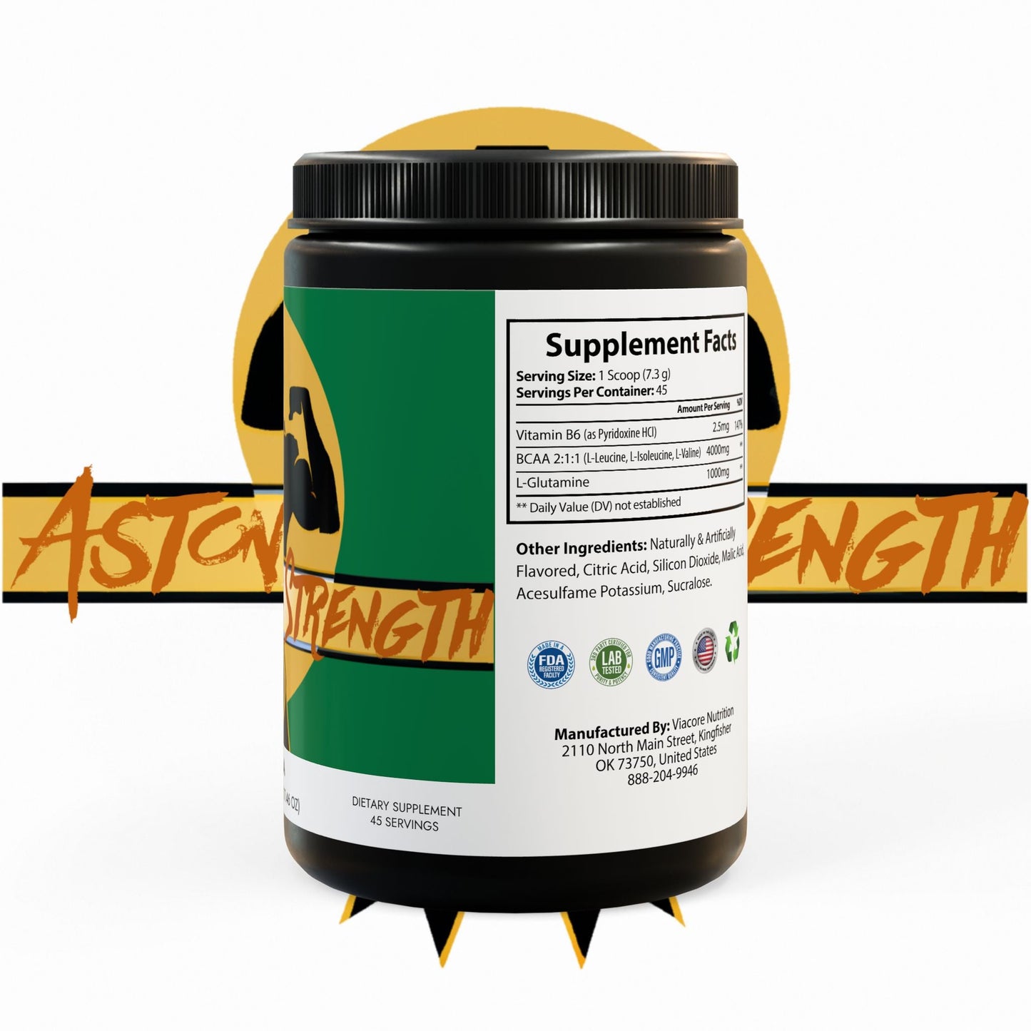 Astonishing Strength BCAA Supplement, Watermelon (325g, 11.46oz, 45 servings) Printify