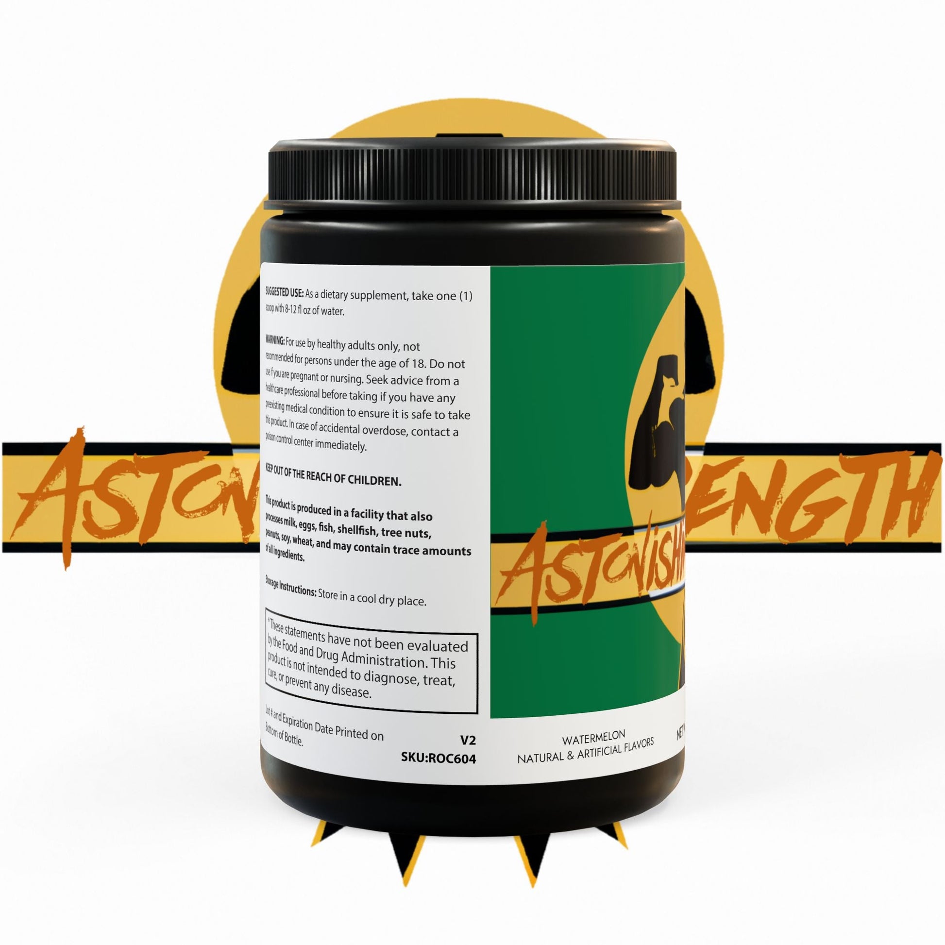 Astonishing Strength BCAA Supplement, Watermelon (325g, 11.46oz, 45 servings) Printify