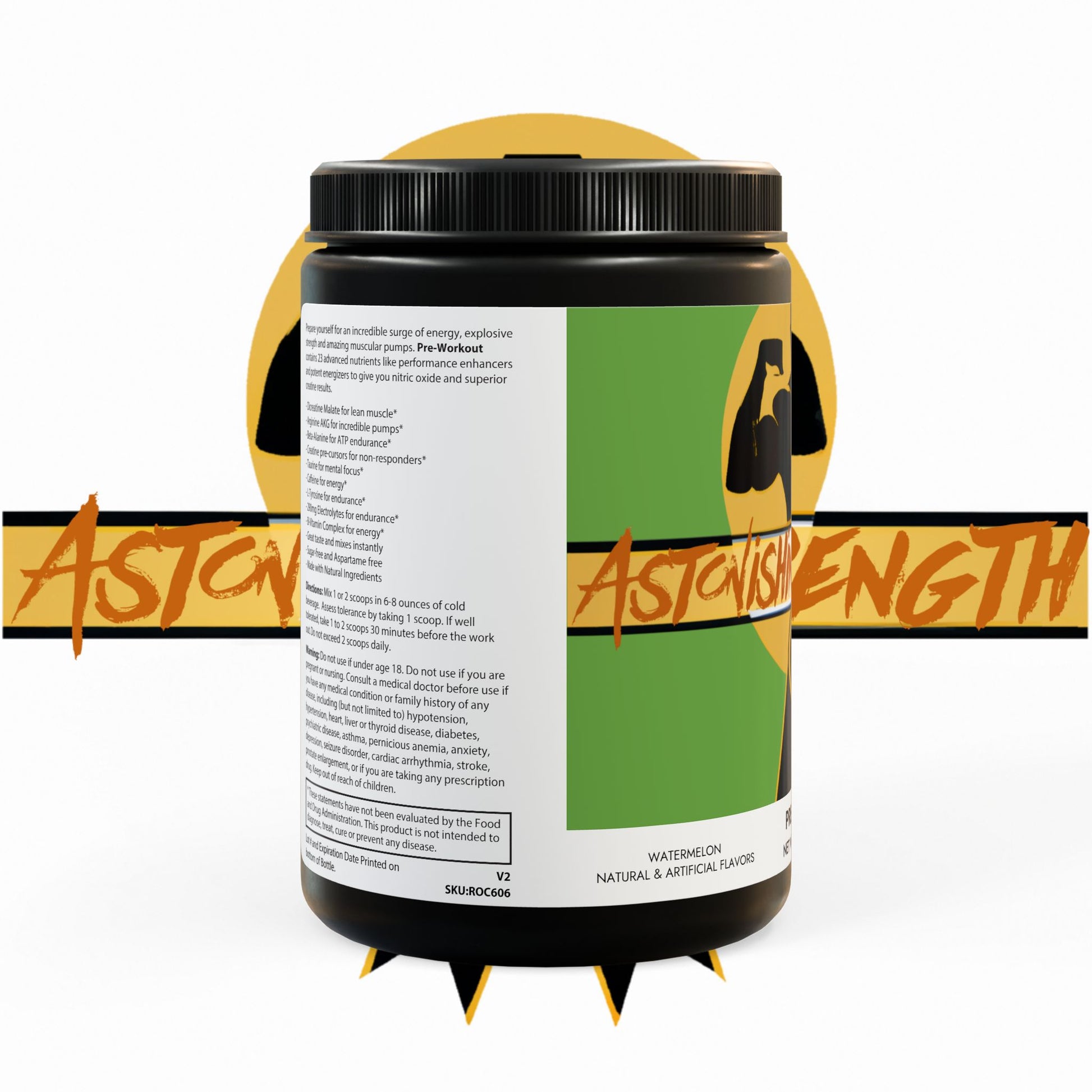 Astonishing Strength Pre-Workout Supplement, Watermelon (300g, 10.58oz) Printify