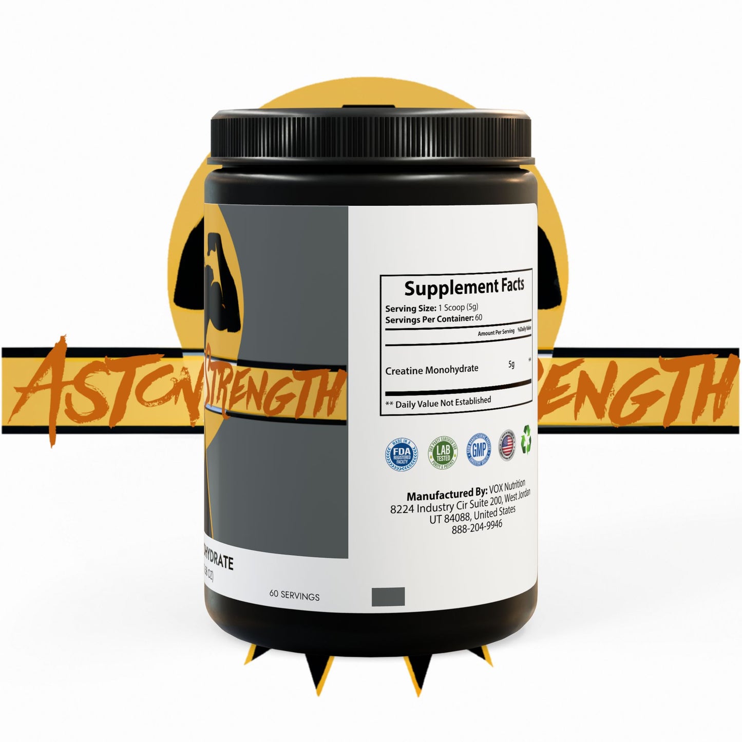 Astonishing Strength Creatine Monohydrate Supplement (300g, 10.58oz)