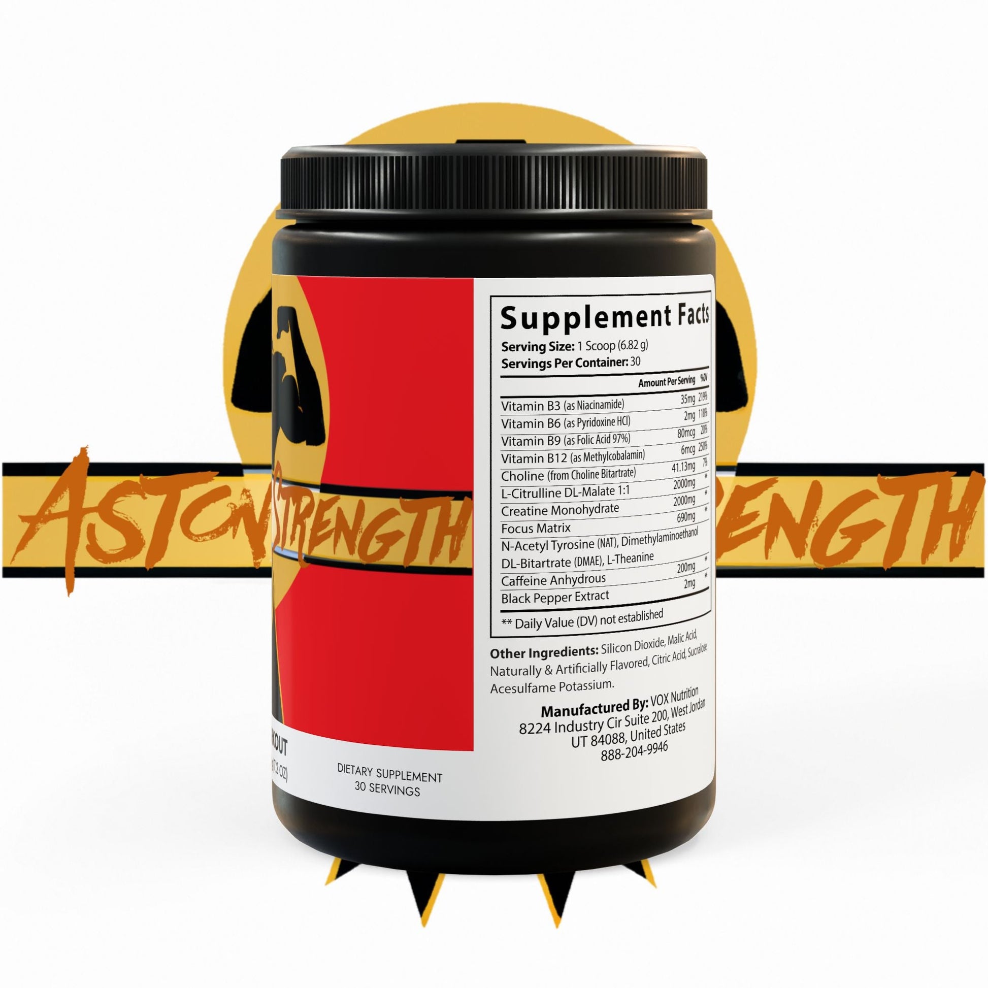 Astonishing Strength Pre-Workout Supplement, Fruit Punch (204g, 7.1oz) Printify