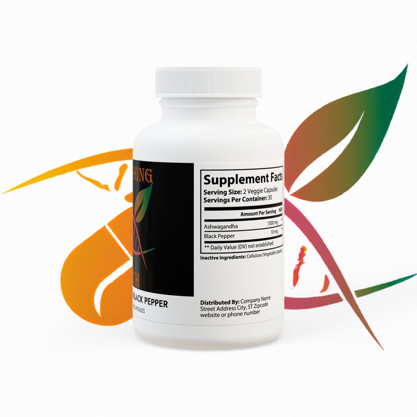 Astonishing Health Ashwagandha and Black Pepper Supplement (60 capsules)