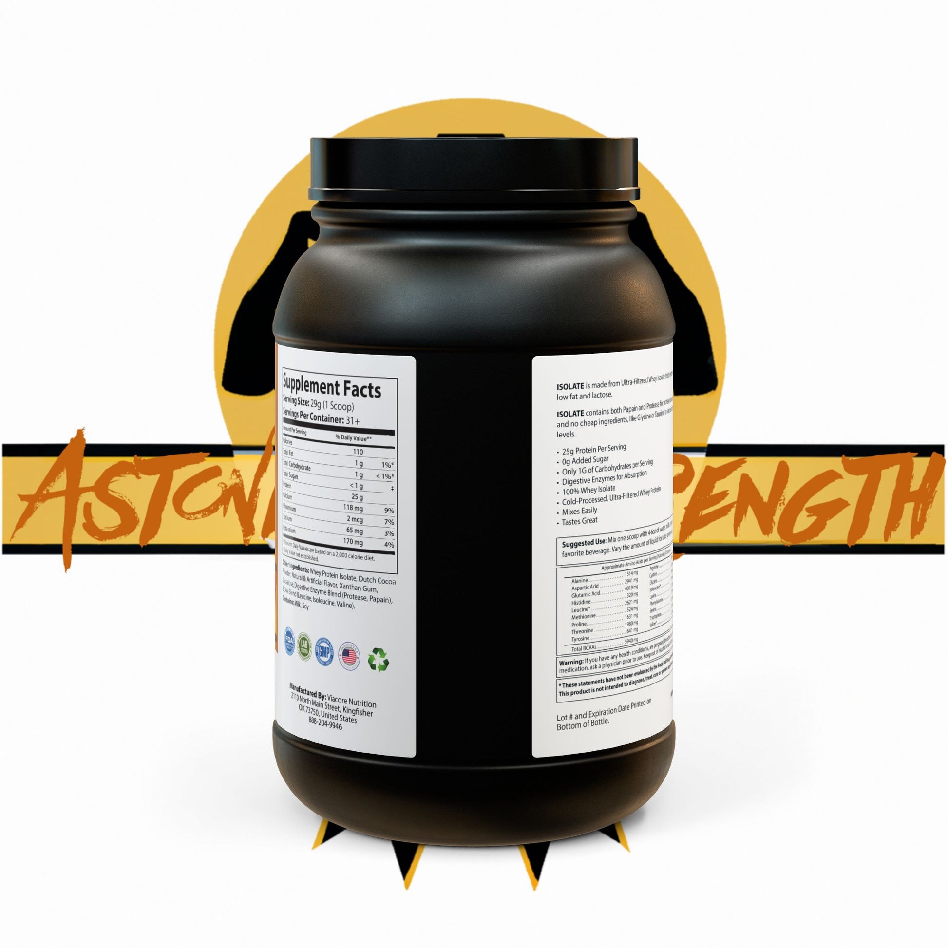 Astonishing Strength Whey Isolate Protein Supplement (907g, 2lb) Printify