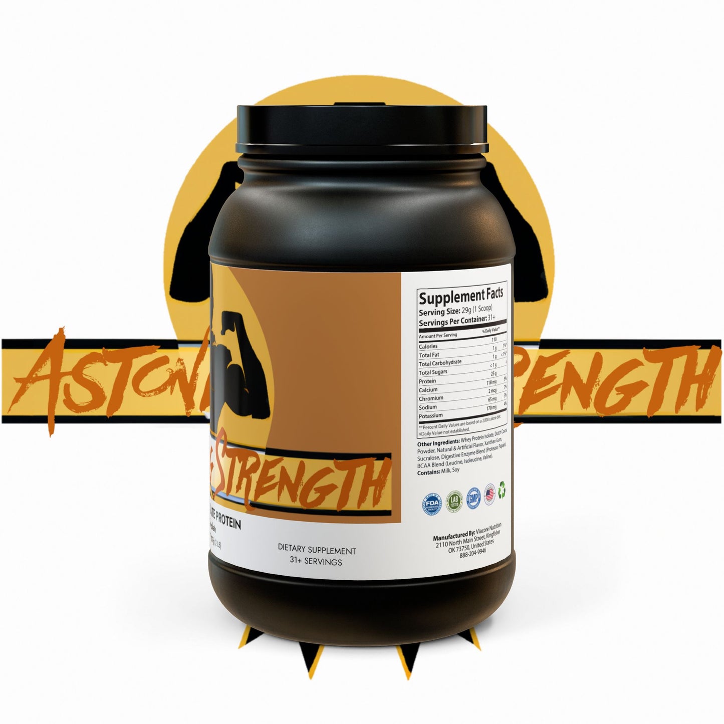 Astonishing Strength Whey Isolate Protein Supplement (907g, 2lb) Printify