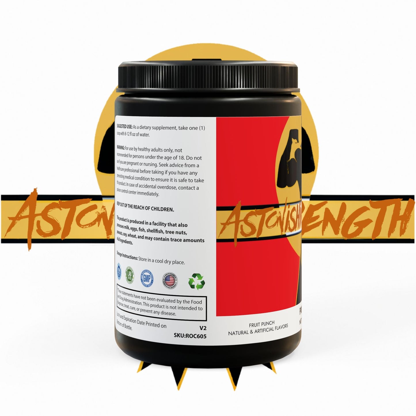 Astonishing Strength Pre-Workout Supplement, Fruit Punch (204g, 7.1oz) Printify