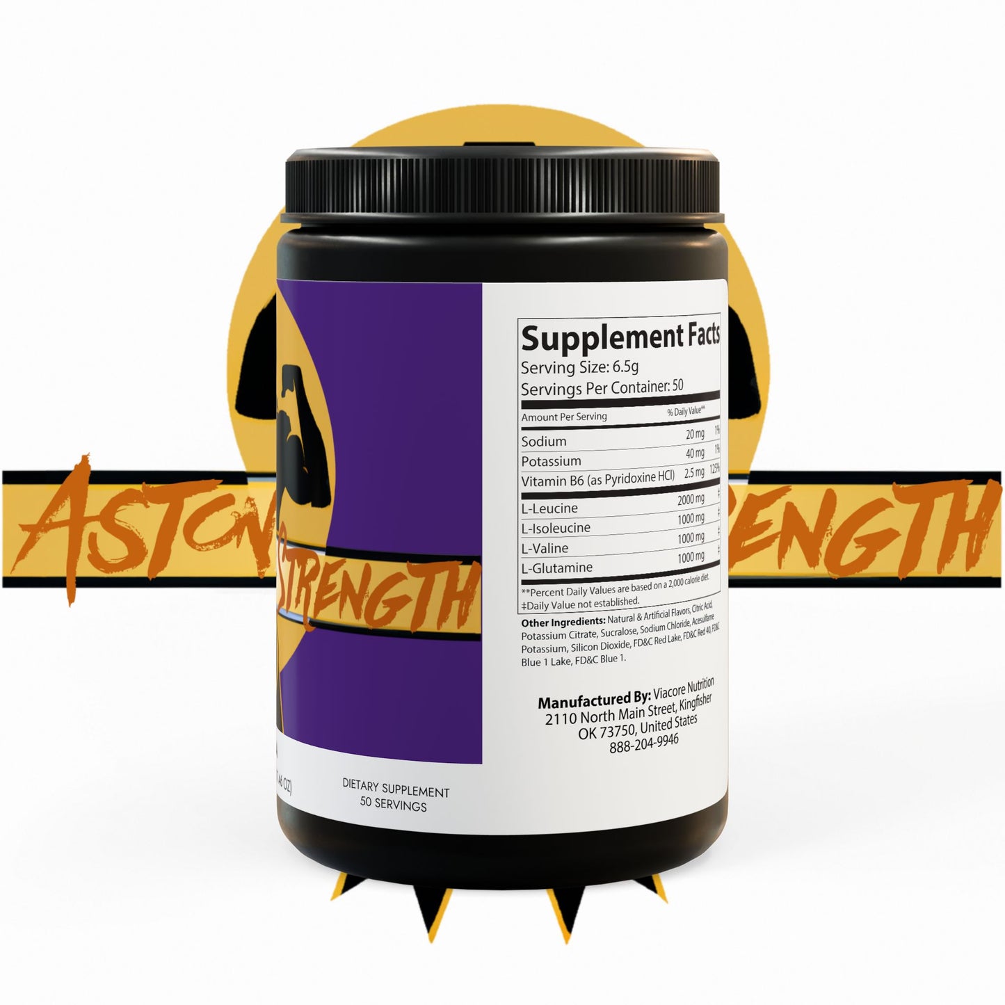 Astonishing Strength BCAA Supplement, Grape (325g, 11.46oz, 50 servings) Printify